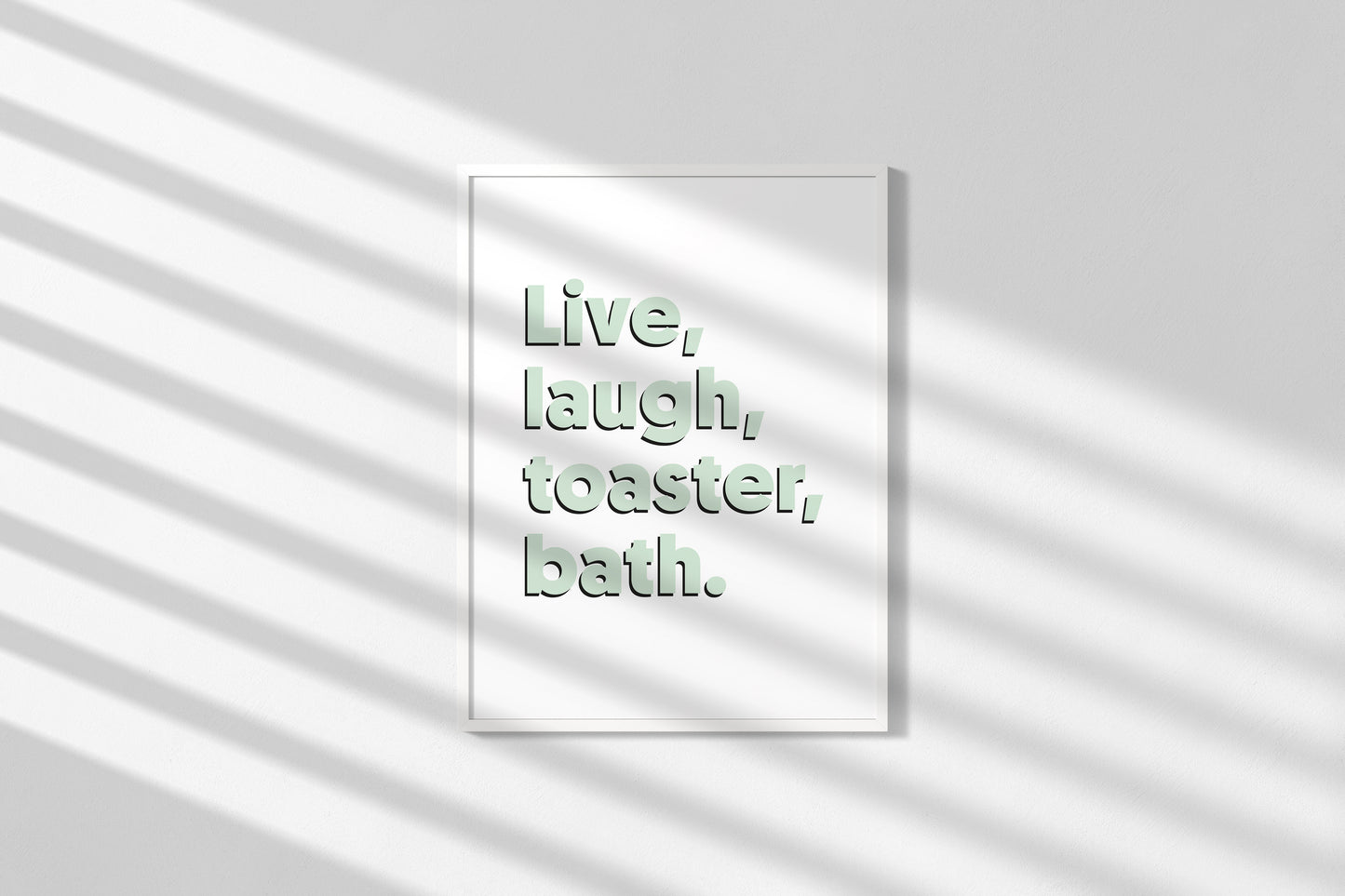 Live, laugh, toaster, bath - Coral on White - Wall art