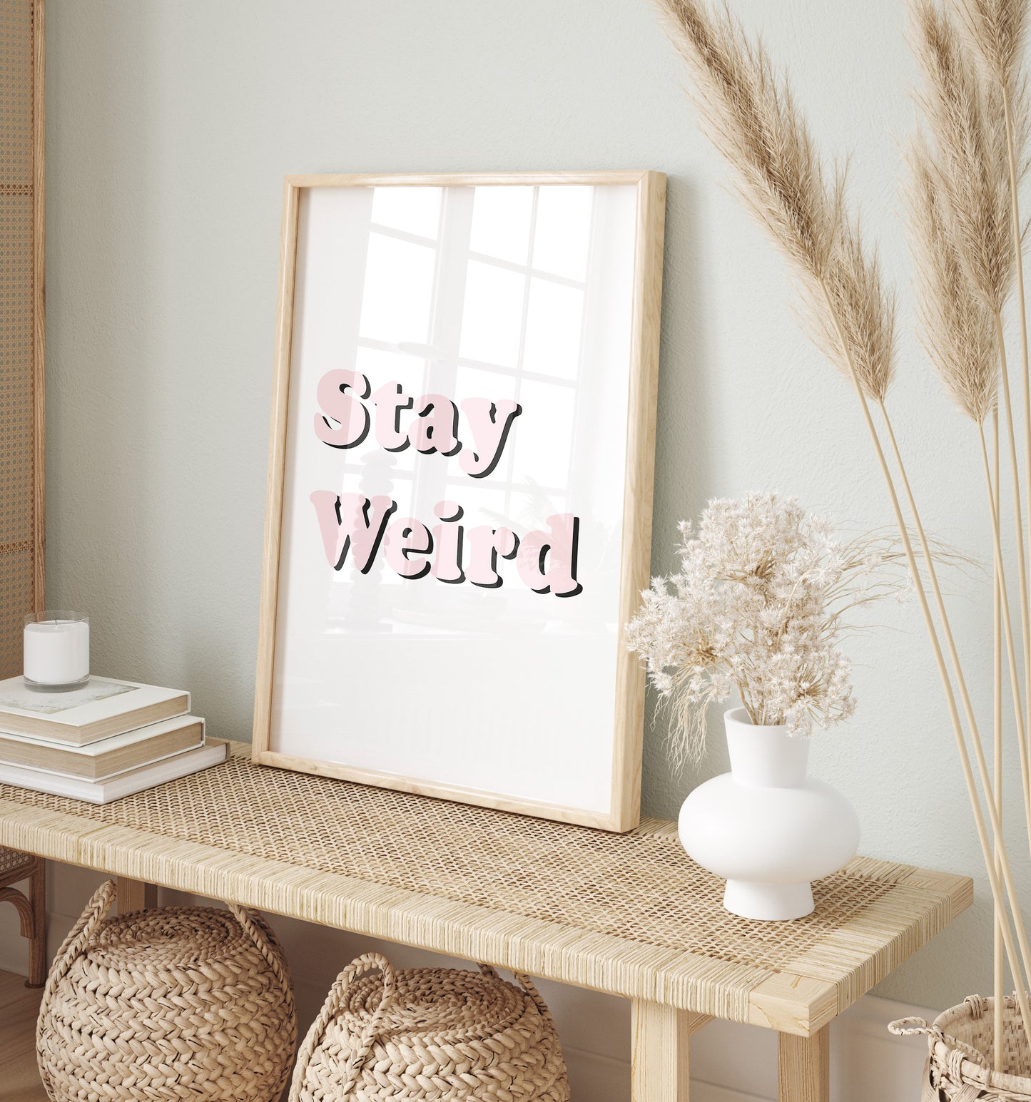Stay Weird - Lilac on White - Wall art