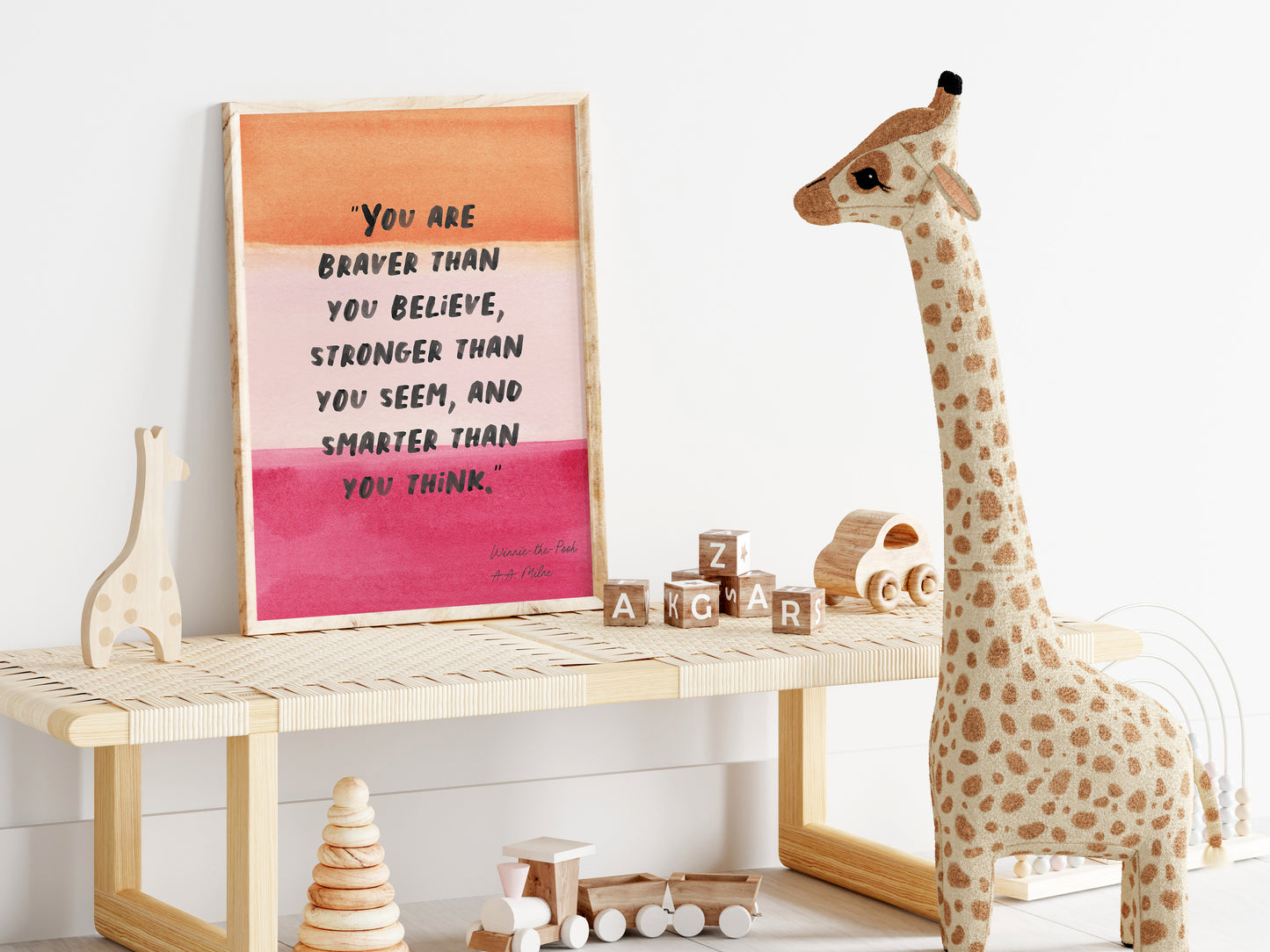 You are braver than you believe, stronger than you seem, and smarter than you think - Winnie-the-Pooh - Wall art
